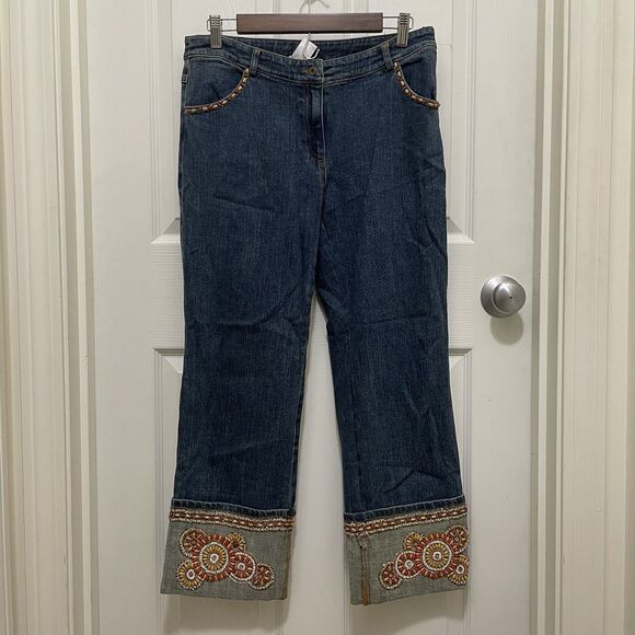 Vintage Cache Beaded Set Jeans Sz 8 Tank L NWT 90s Y2K Glam Denim Festival Rare - Picture 3 of 16